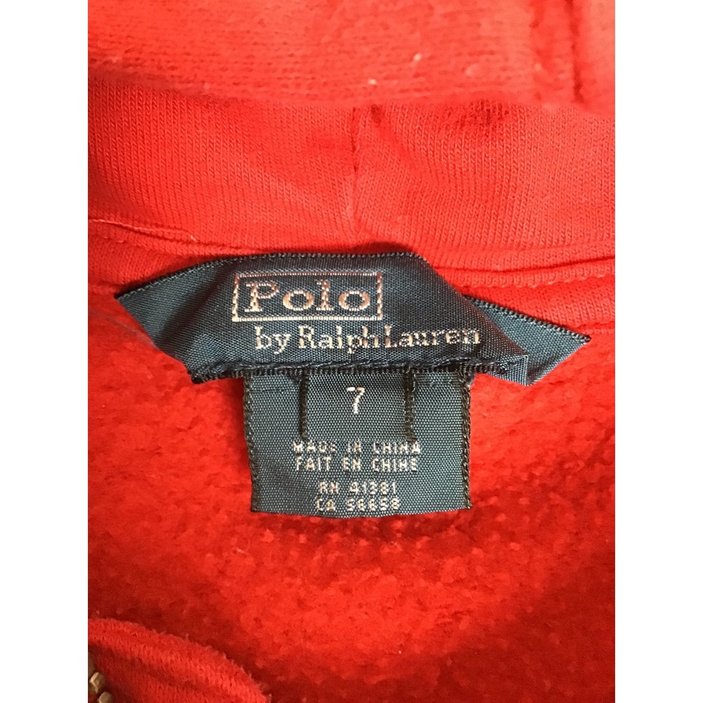 Ralph Lauren Boys Red Embroidered Logo Full-Zip Fleece Hoodie Size 7 - Picture 4 of 6